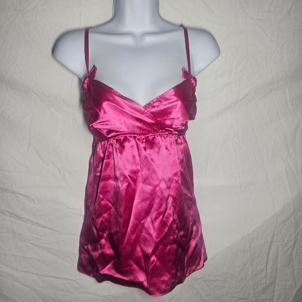 Vintage y2k silk barbie hot pink babydoll top